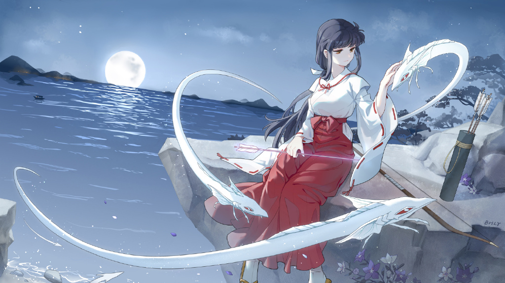 【P站美图】清冷温柔的童年女神!《犬夜叉》桔梗壁纸特辑